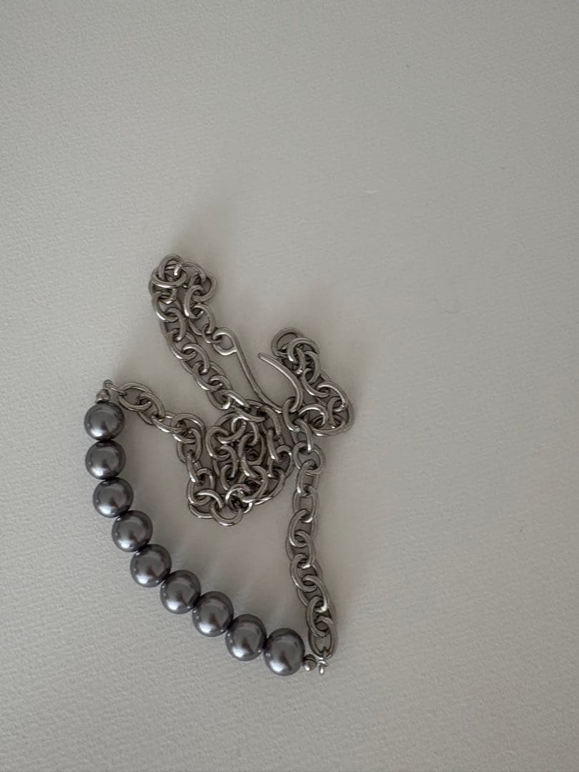 Pearl Mix Malti Chain Necklace （Silver）
