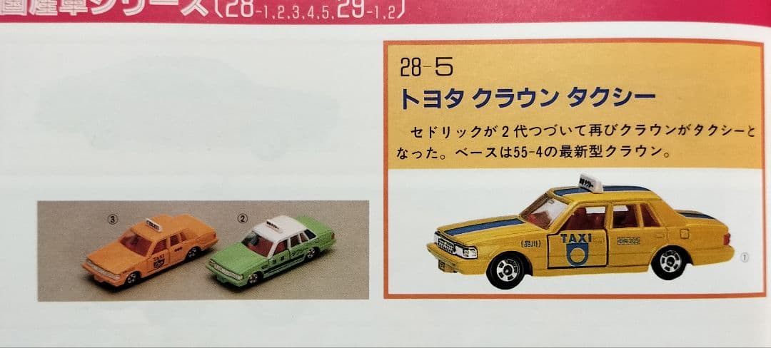 《赤箱トミカ28-5-5》トヨタクラウンタクシー【品川 タクシー】未使用箱シミ有