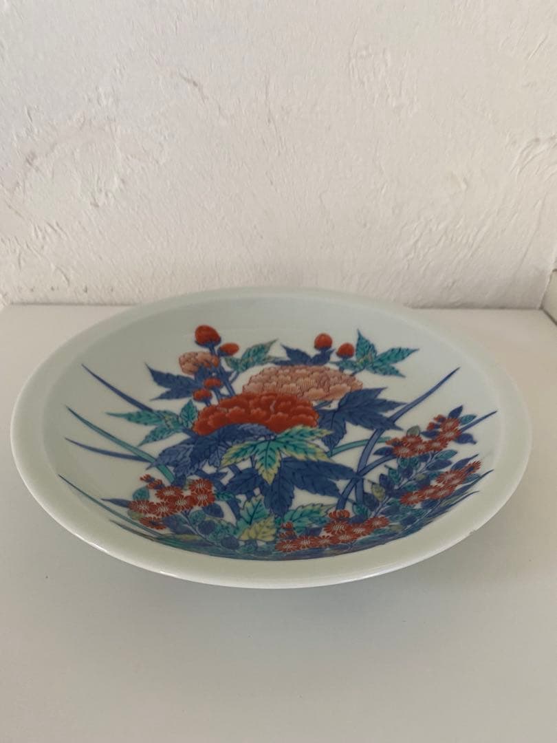 有田焼　今右衛門窯　色鍋島芙蓉絵額皿
