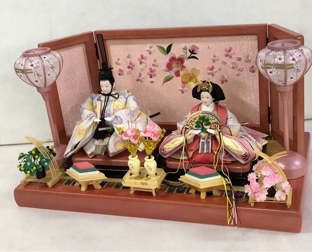 雛人形セット 花柄背景付夏場価格