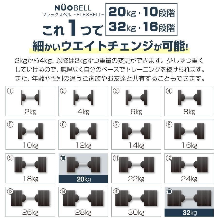 フレックスベル20kg 単品NUO正規代理店 可変式ダンベル 筋トレR1443