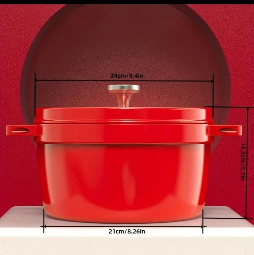 ◇新品未使用◆ 赤い鋳鉄（イテツ）製両手鍋 24cm