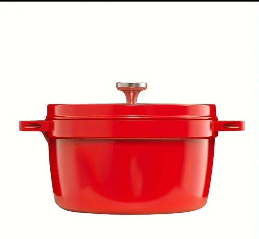 ◇新品未使用◆ 赤い鋳鉄（イテツ）製両手鍋 24cm