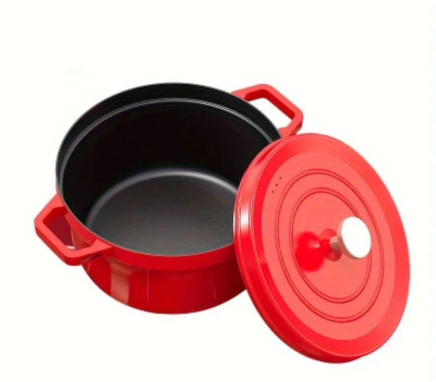 ◇新品未使用◆ 赤い鋳鉄（イテツ）製両手鍋 24cm