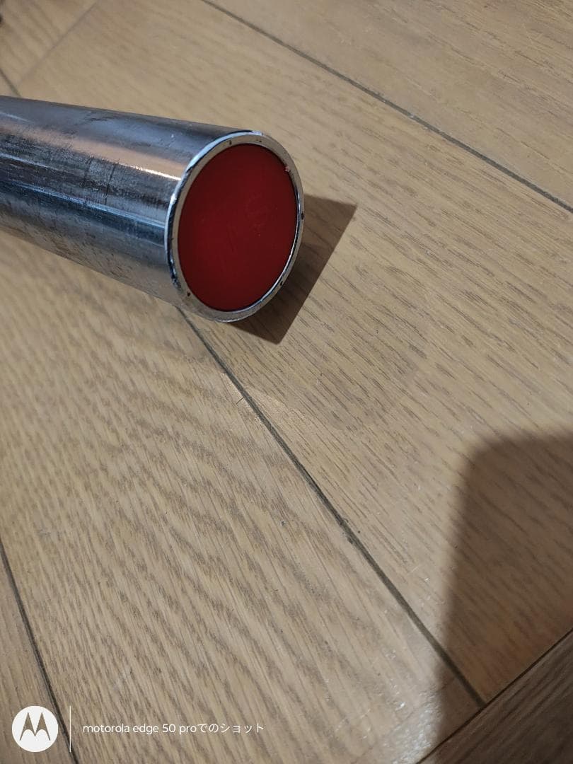 中古品★オリンピック バーベルシャフト★スチール製 赤エンドキャップ★約20kg