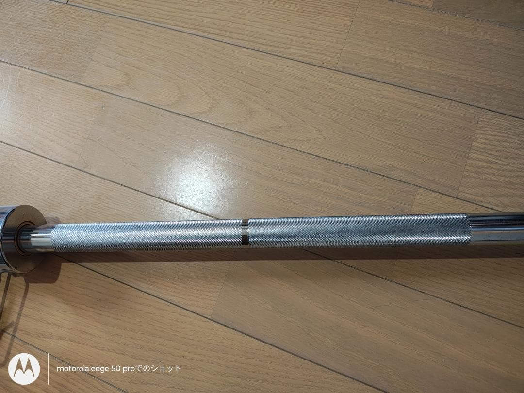 中古品★オリンピック バーベルシャフト★スチール製 赤エンドキャップ★約20kg