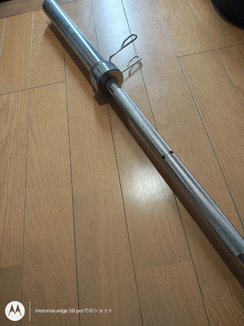 中古品★オリンピック バーベルシャフト★スチール製 赤エンドキャップ★約20kg