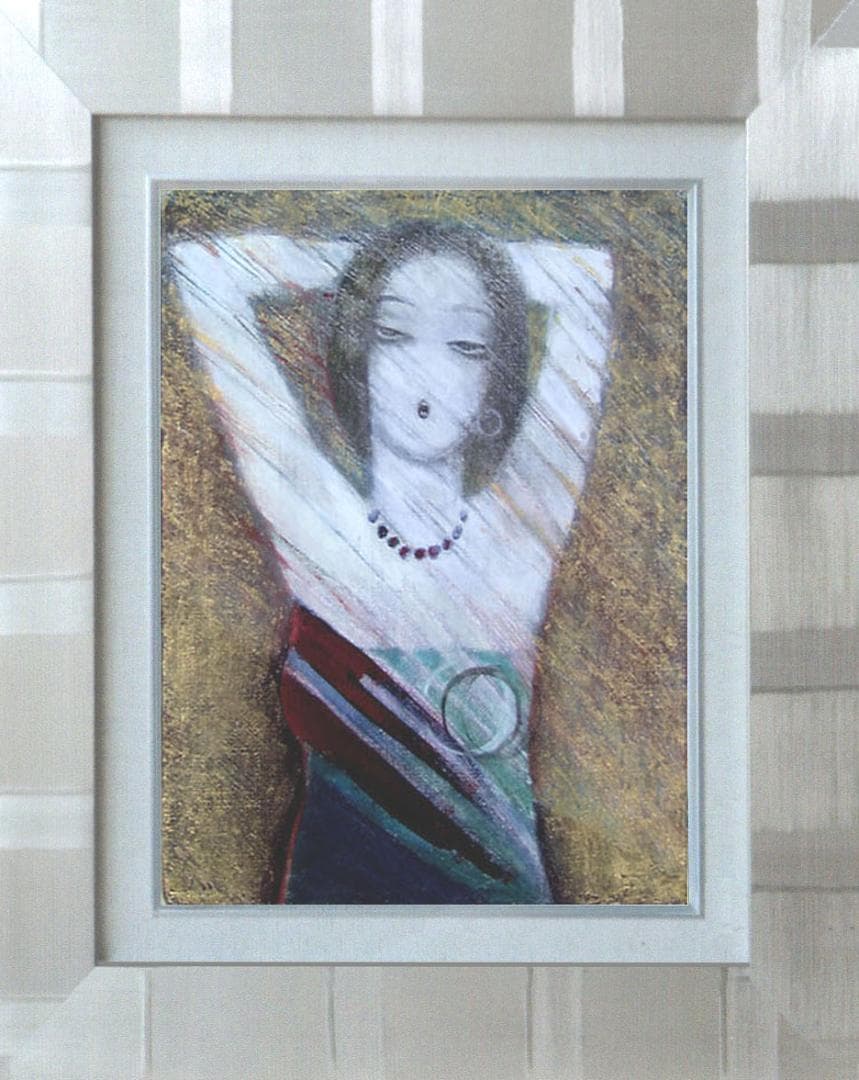 油絵 菅家令子 絵 絵画 インテリア 額付(黒) F3-32023 女性像