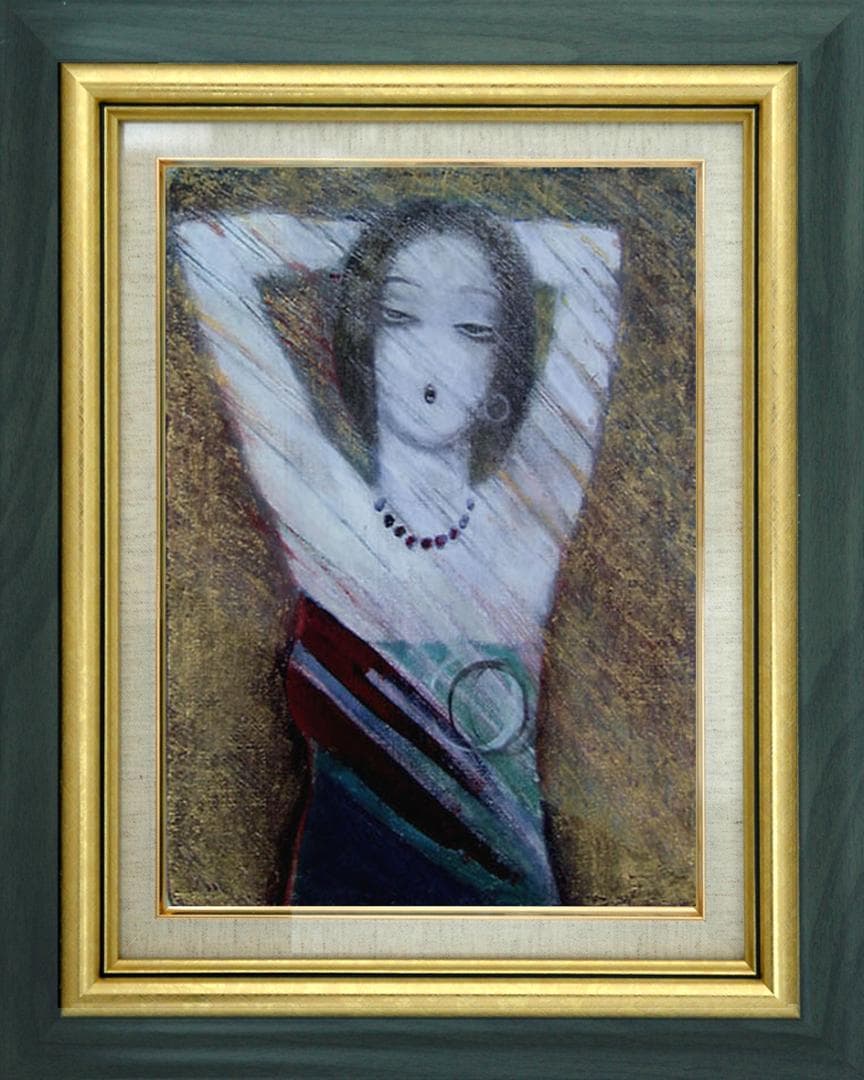 油絵 菅家令子 絵 絵画 インテリア 額付(黒) F3-32023 女性像