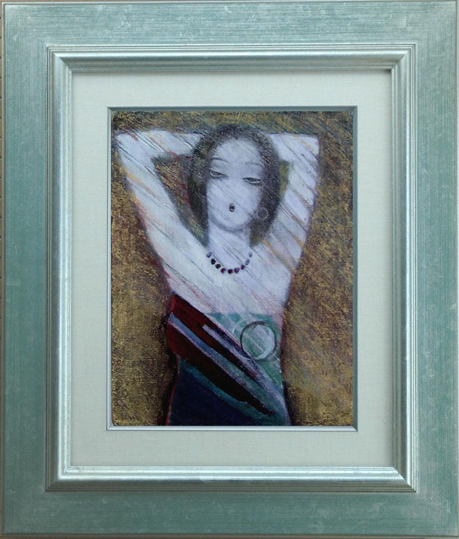 油絵 菅家令子 絵 絵画 インテリア 額付(黒) F3-32023 女性像