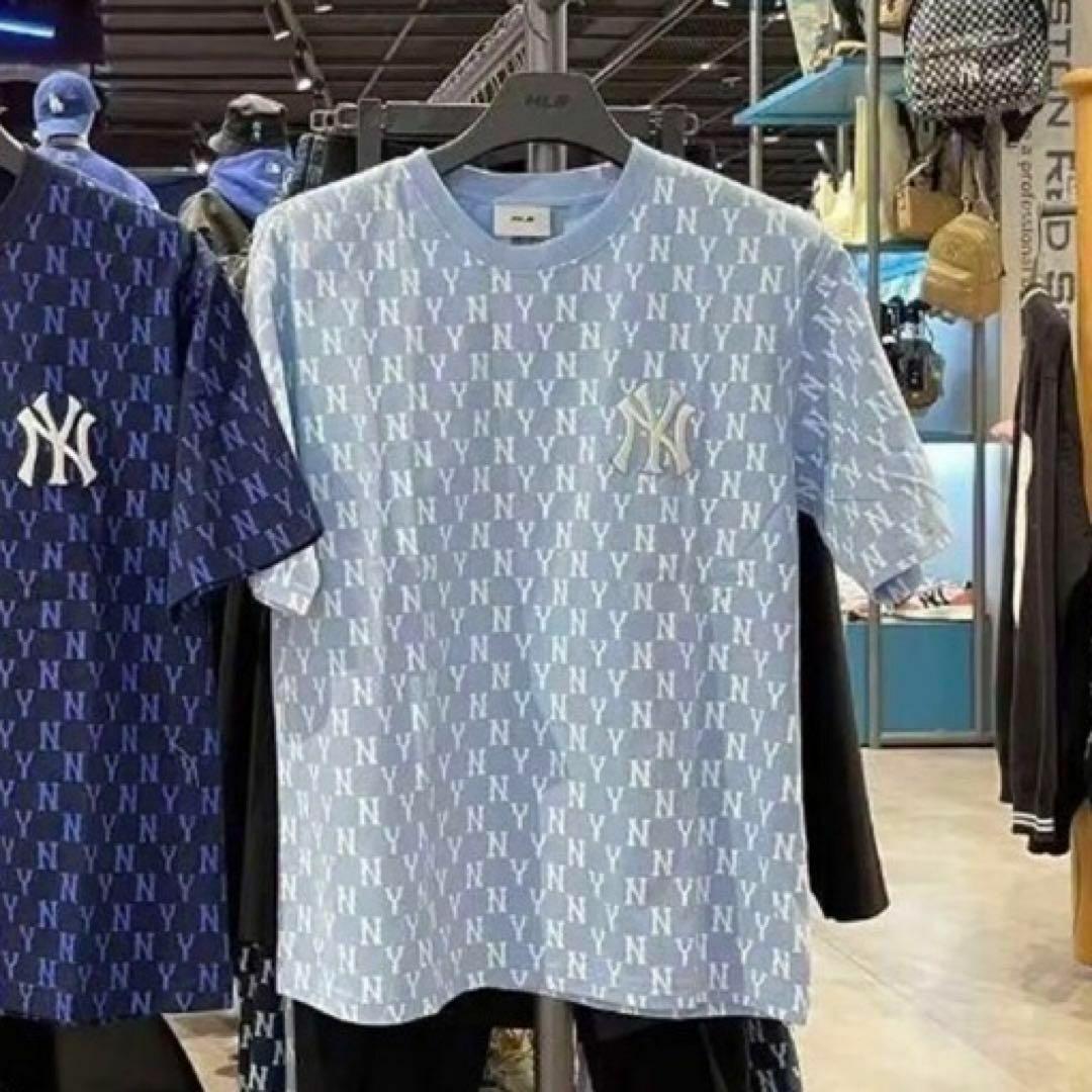 新品⭐韓国限定⭐MLB Korea⭐Mサイズ Tシャツ モノグラム 水色