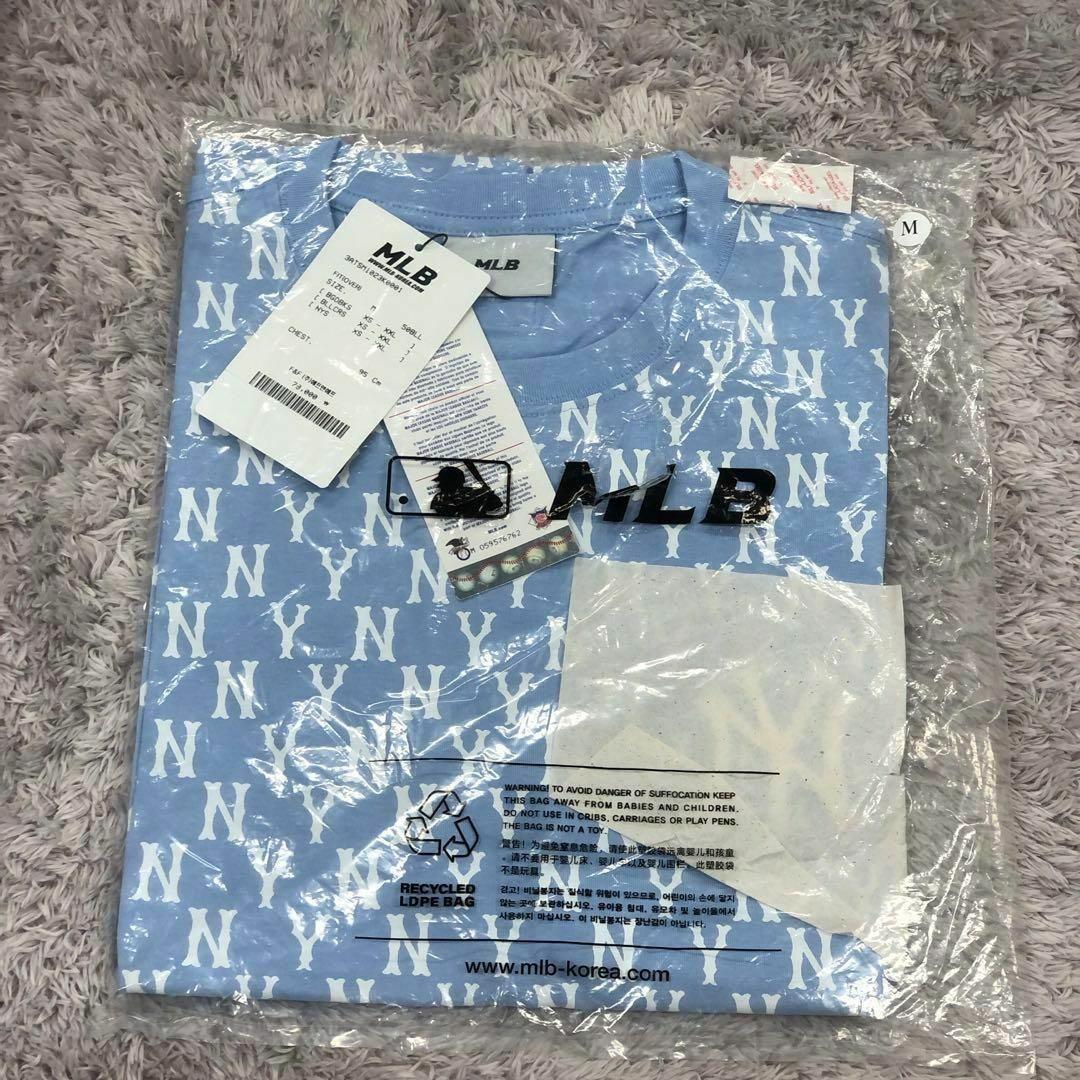 新品⭐韓国限定⭐MLB Korea⭐Mサイズ Tシャツ モノグラム 水色