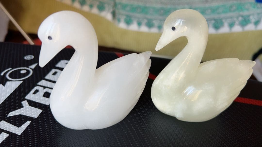 天然石美術品 白鳥 インテリア スワン 置物　2体