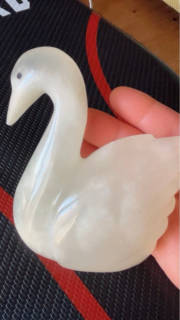 天然石美術品 白鳥 インテリア スワン 置物　2体
