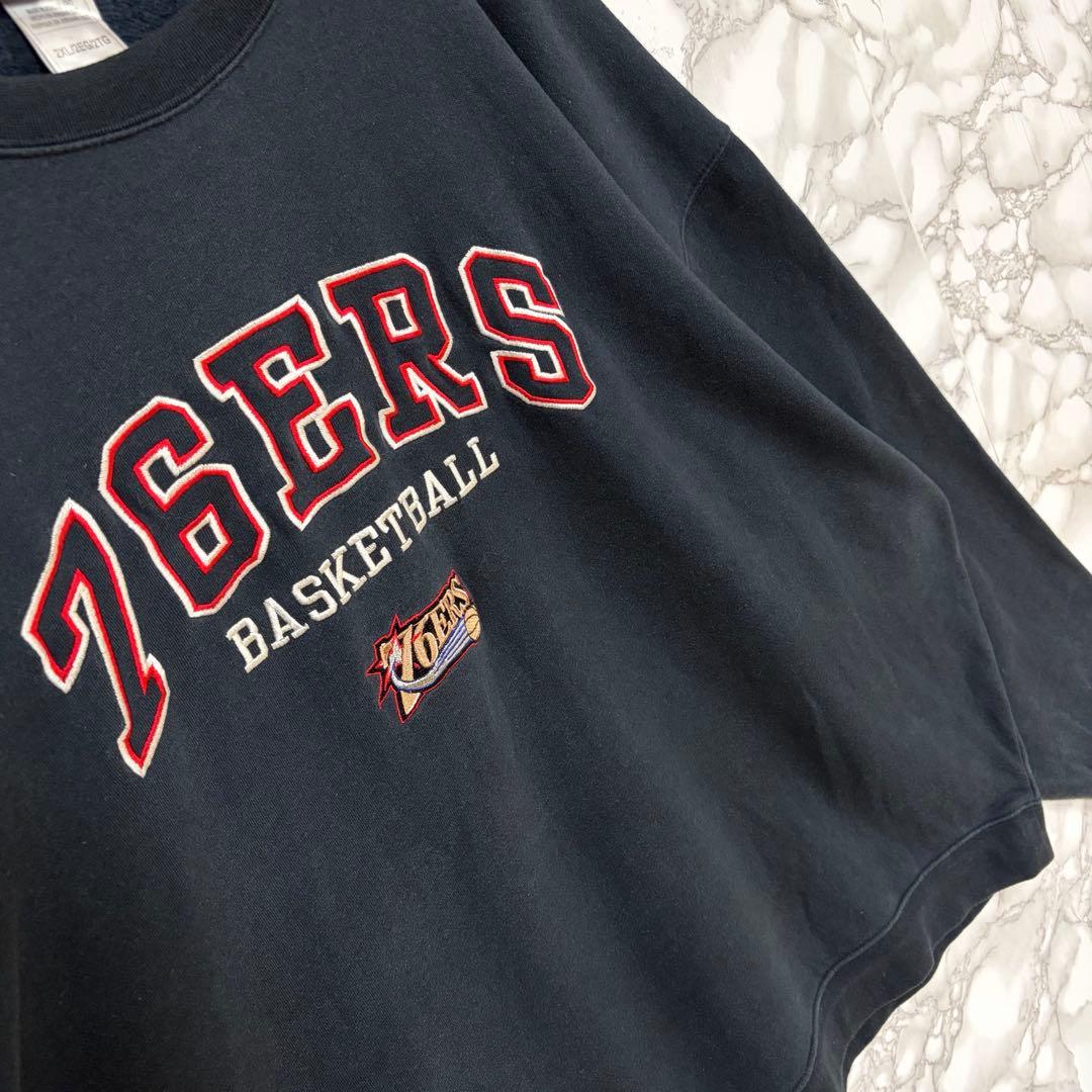 一点物 超ビッグサイズ　Reebok 76ers旧ロゴ刺繍スウェット　ビンテージ