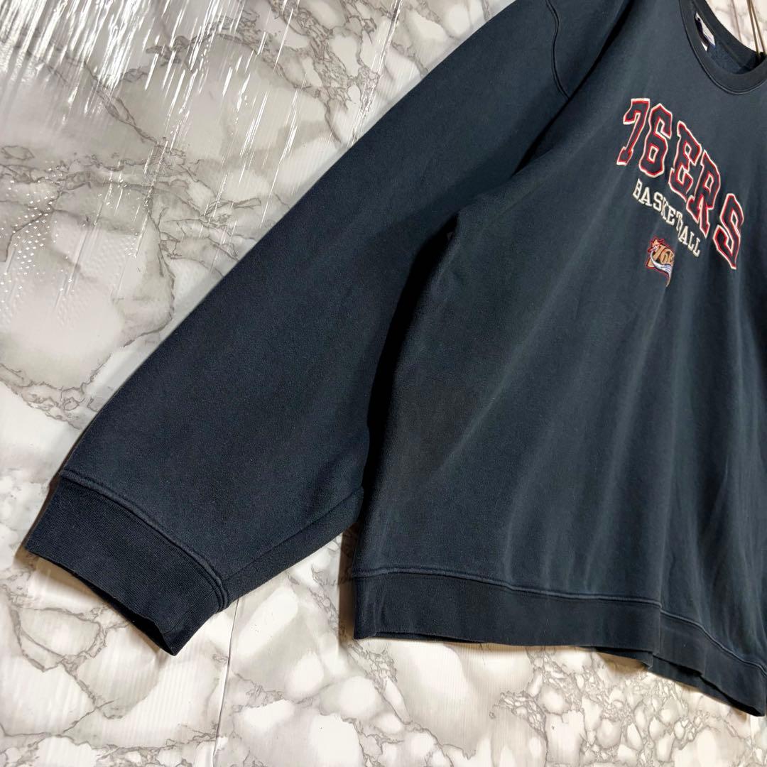 一点物 超ビッグサイズ　Reebok 76ers旧ロゴ刺繍スウェット　ビンテージ