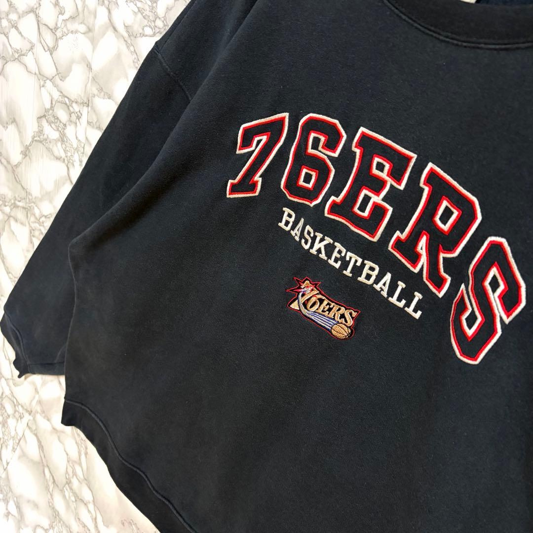 一点物 超ビッグサイズ　Reebok 76ers旧ロゴ刺繍スウェット　ビンテージ