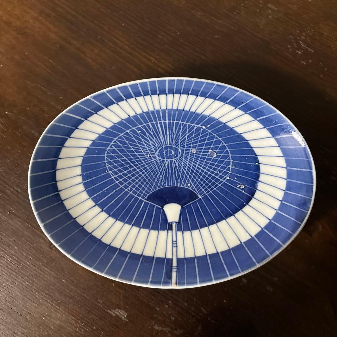 古伊万里　傘図　中皿　幕末明治　骨董　アンティーク　検:秦秀雄　白洲正子　李朝