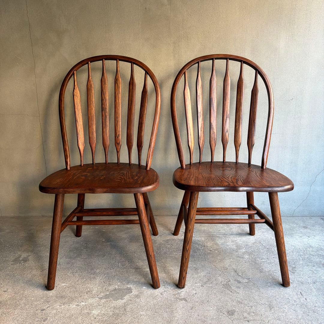 美品　Shin Lee シンリー ダイニングチェア ウィンザー　オーク材　2脚