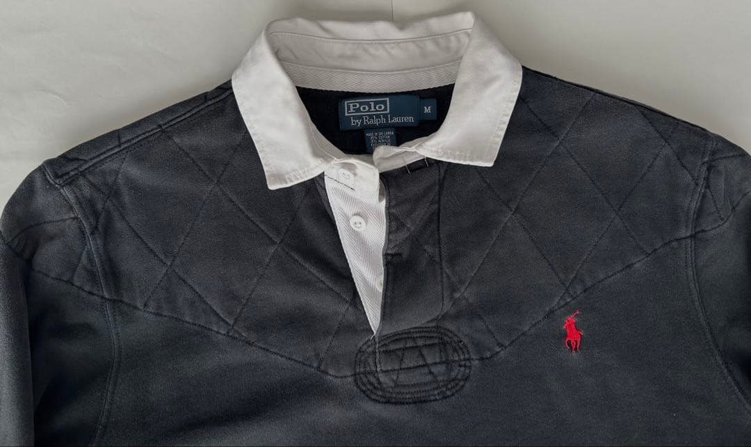 Polo Ralph Lauren ラグビーシャツ Mブラック エルボーパッチ