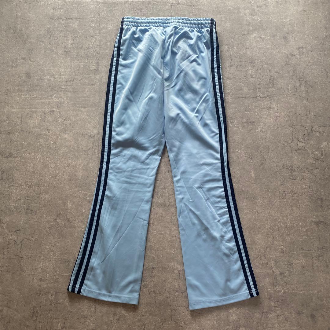 adidas トラックパンツ サテン風 スカイブルー　トレフォイルロゴ