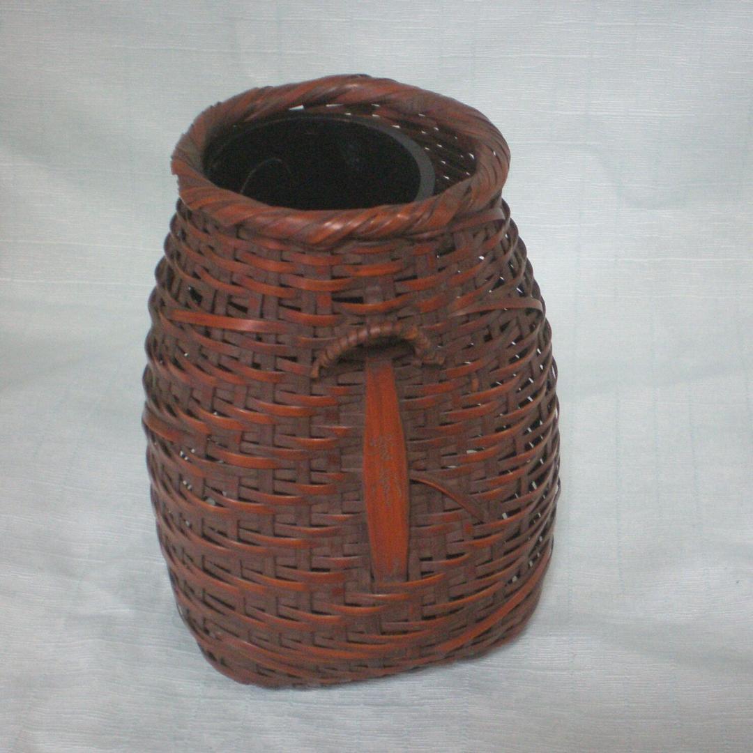 ■ 花器　竹籠　生花　落とし付き　豊南 作
