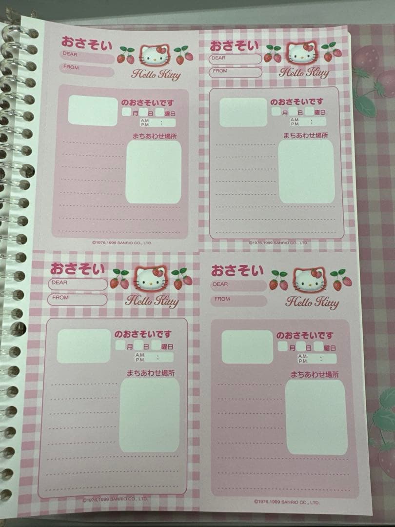 1999年　レア　Hello Kitty いちご柄リングノート セット