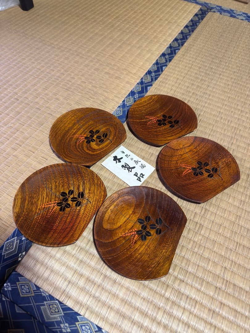 天然木製トレー　半月盆/皿　和風　15枚セット