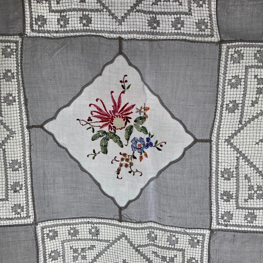 未使用　大判　テーブルクロス　スワトウ仙頭　手刺繍　レース　特大
