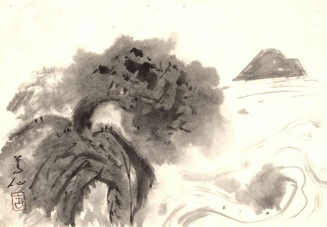 日本画家 吉原芳仙の墨画(一筆画)画像①枚目から⑥枚目　6枚SET 直筆本物保証