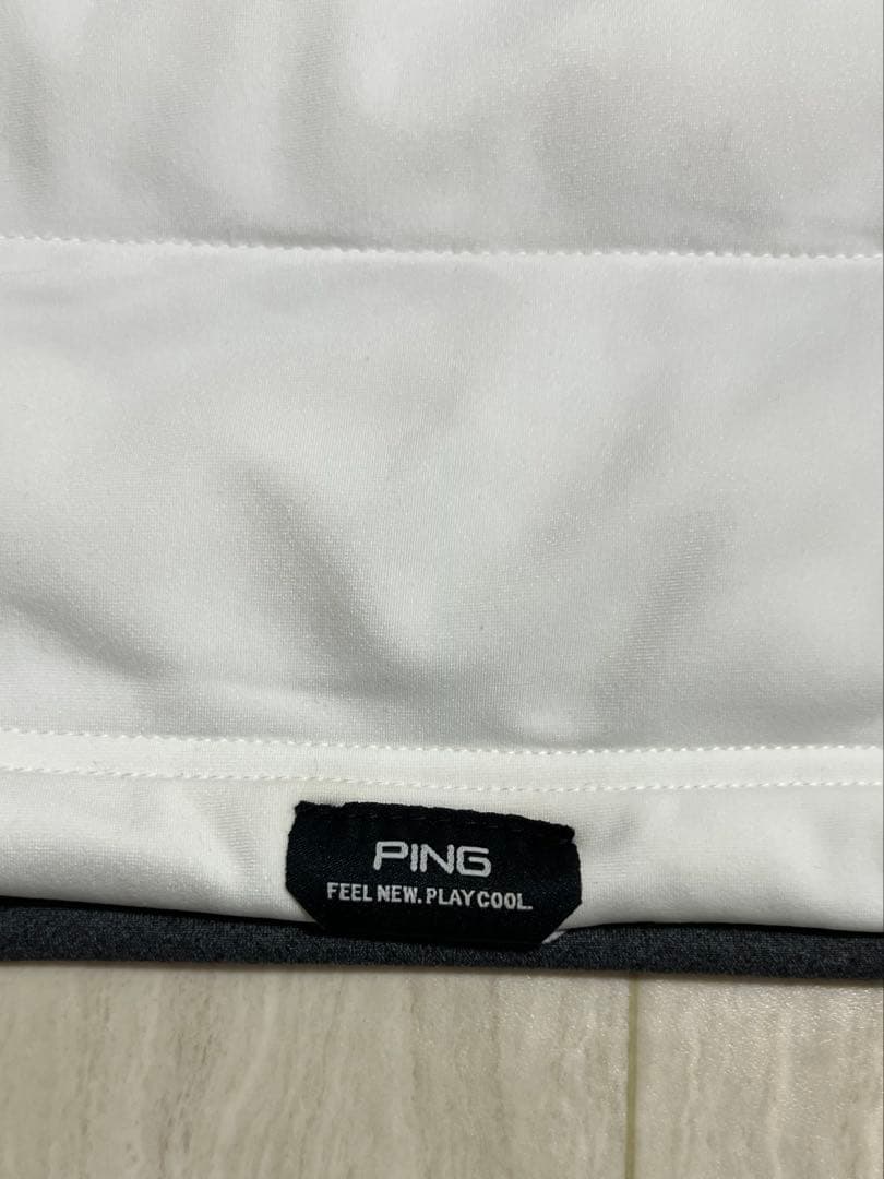 【新品・タグ付き】PING ハーフジップゴルフウェア　ホワイト×グレー　Lサイズ