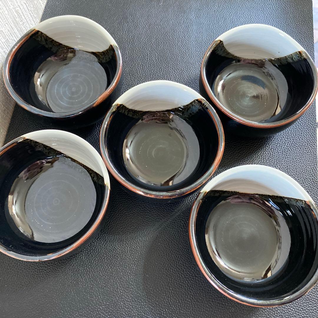 昭和レトロ新品 九谷焼 岳山小鉢揃5客セット仙人鯉 木米骨董品食器小皿取り皿陶器