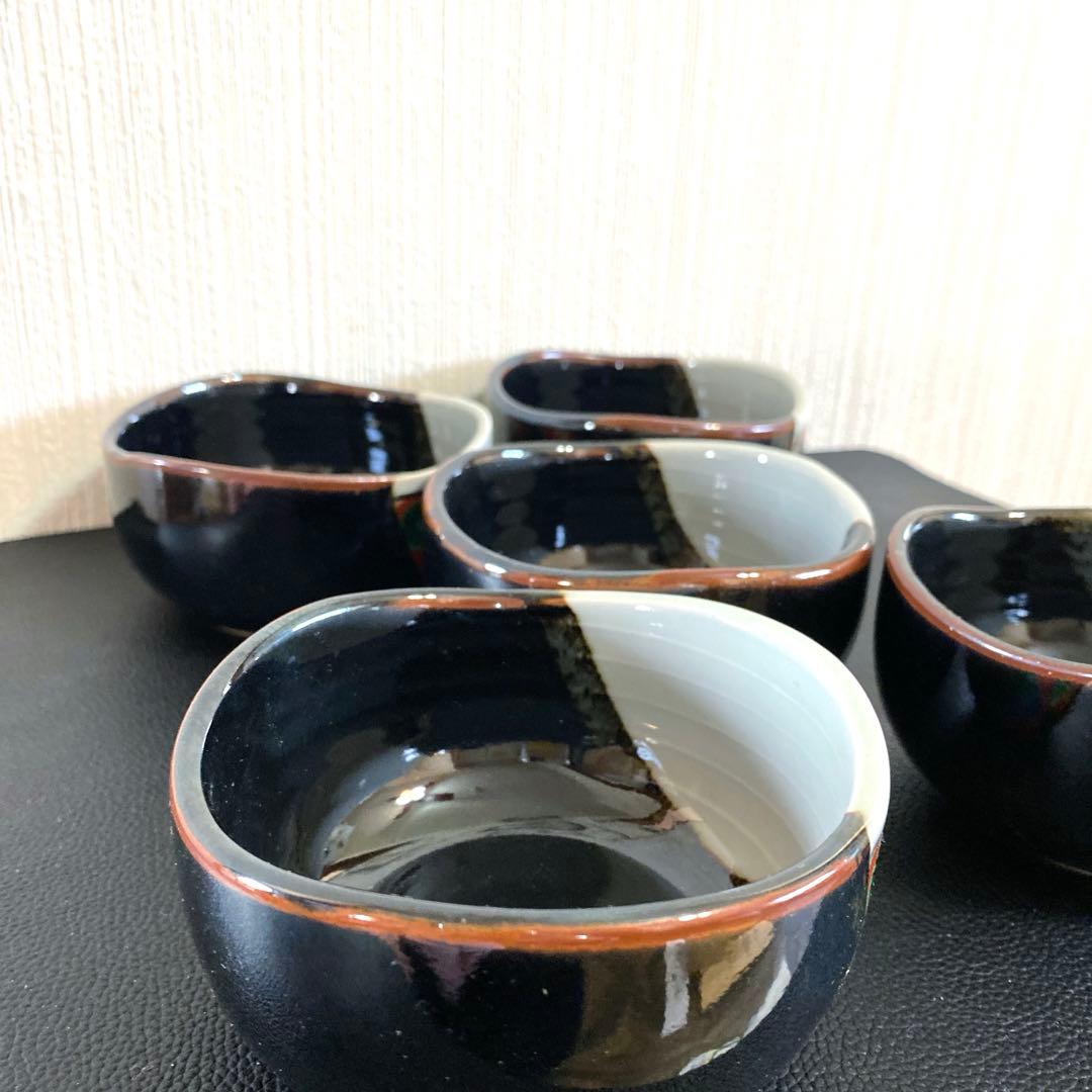 昭和レトロ新品 九谷焼 岳山小鉢揃5客セット仙人鯉 木米骨董品食器小皿取り皿陶器