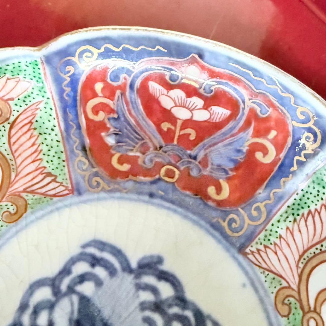 Y様へ感謝お嫁入‼️明治27年‼️超絶伊万里錦手　軍配❌瓔珞文輪花縁小皿15客➕3客