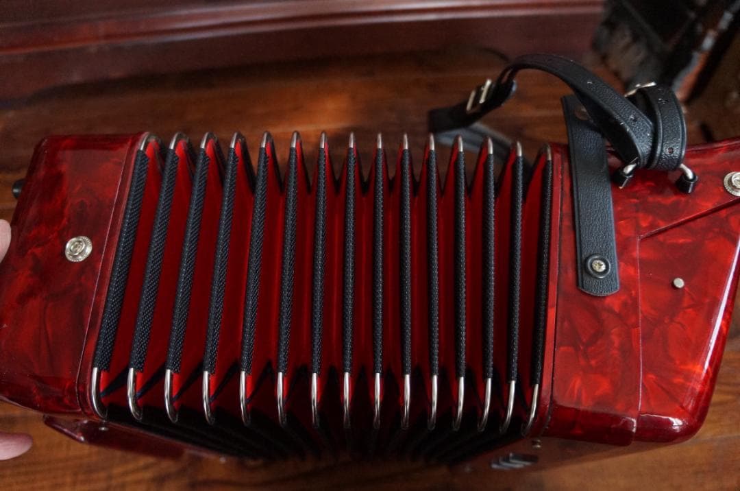 稼働品・YAMAHA・ヤマハ・S-25B・赤・アコーディオン・白黒25・鍵盤楽器
