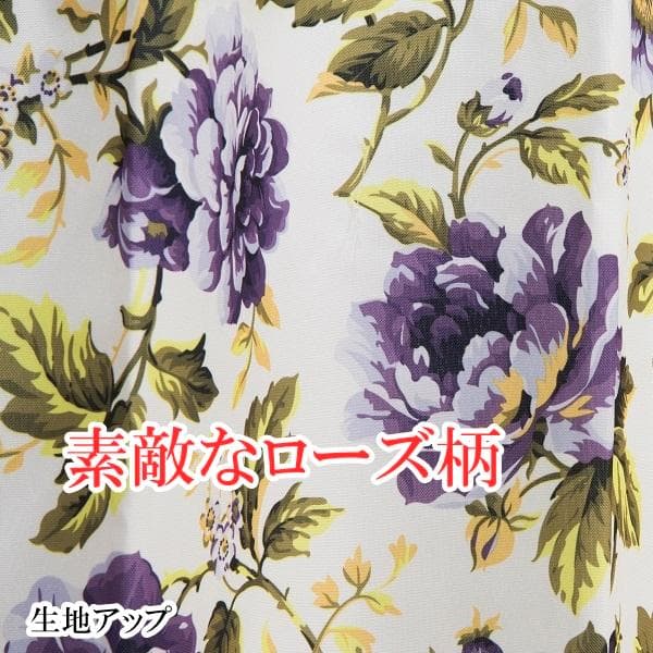 洗える おしゃれ 花柄プリント ベッドカバー (セミダブル) パープル