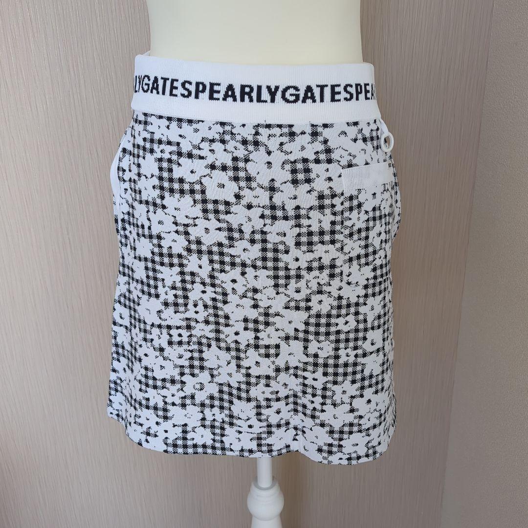 新品PEARLY GATES 花柄 チェック スカート