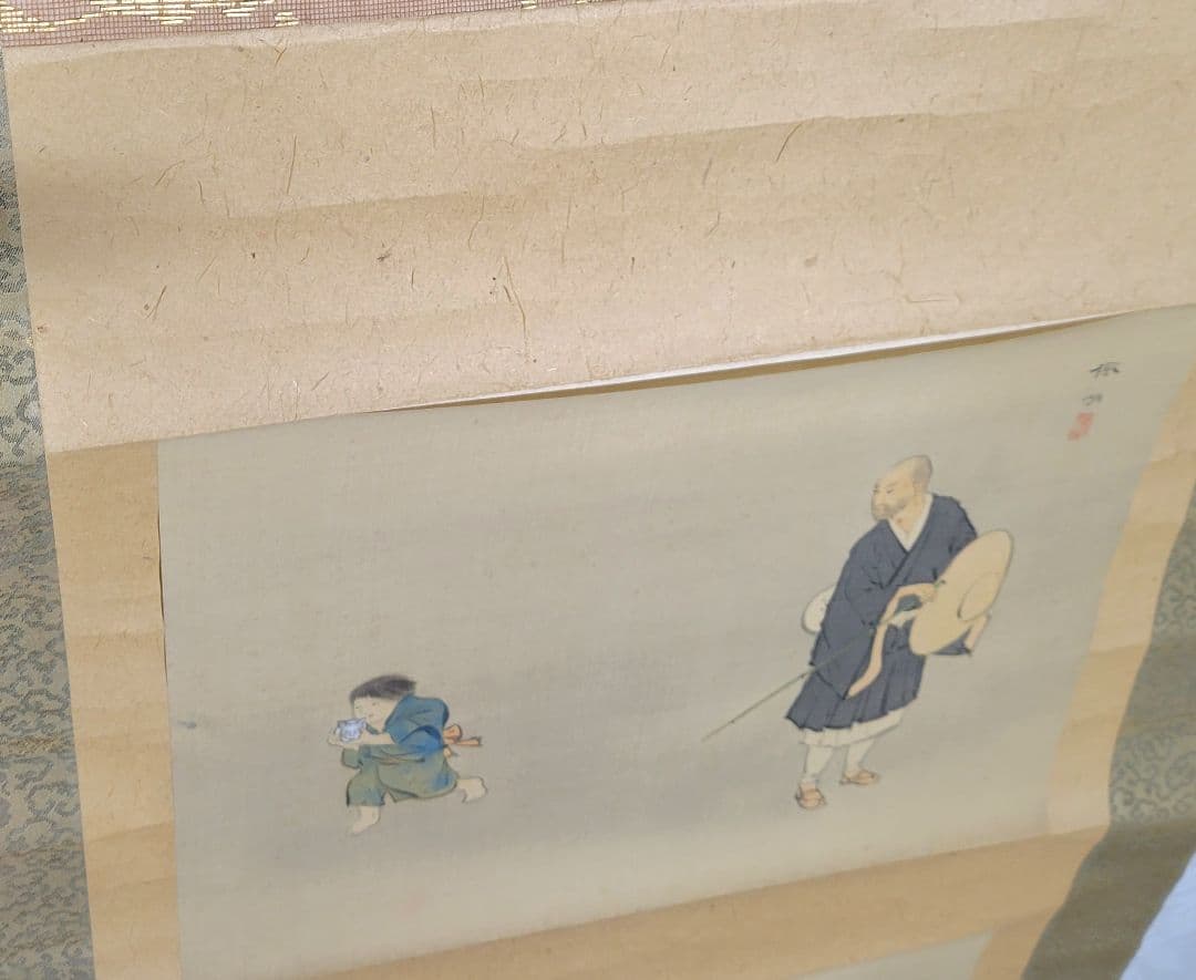 松本楓湖　人物　色紙2枚　歴史画　掛け軸　合わせ箱　書画、骨董品、美術品