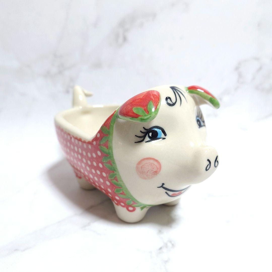 新品 ポーリッシュポタリー PHOENIX社 ピッグコンテナ いちごデザイン ②
