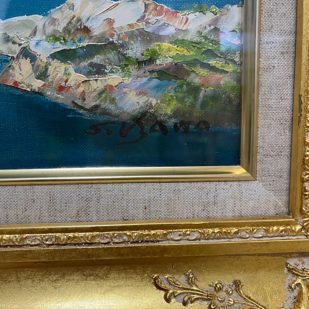 羽沢清水　浦城海岸　風景画　油彩画　額装　サイン有り