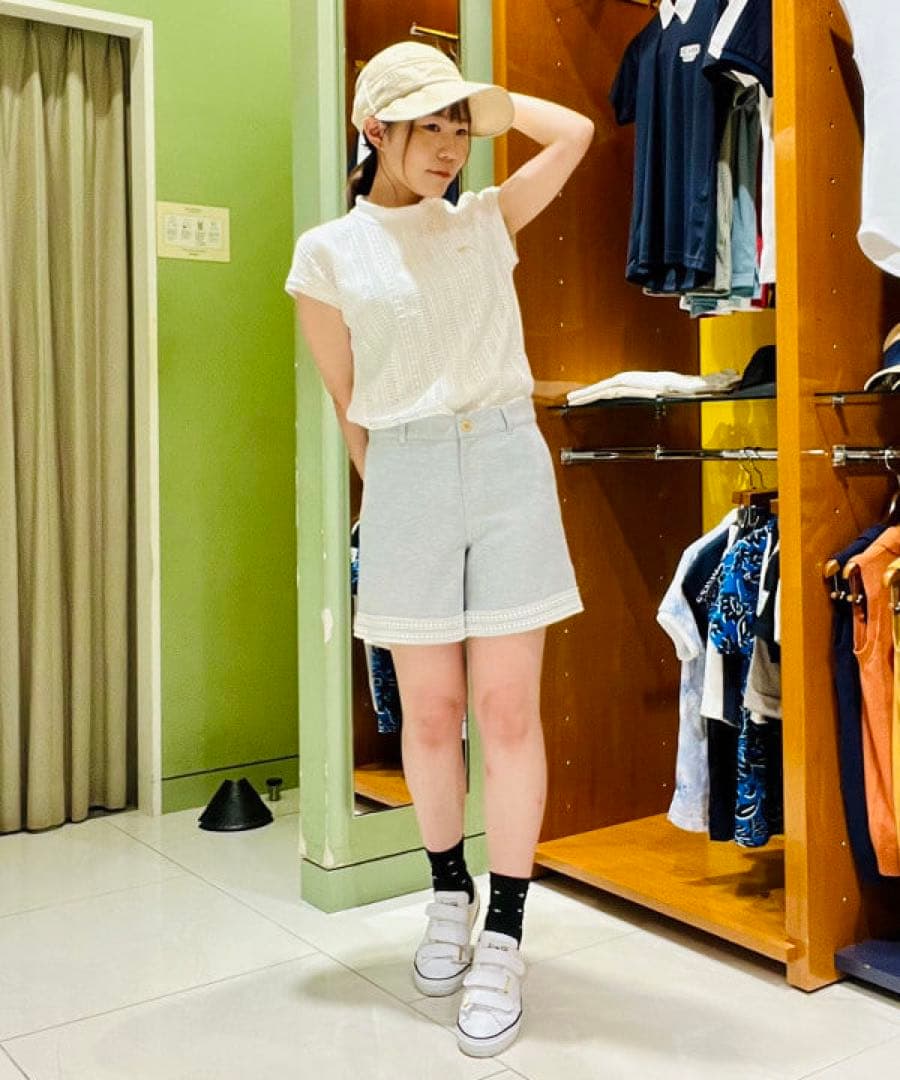 ビームス　ゴルフPURPLE LABEL リネンライク 裾レース ショートパンツ
