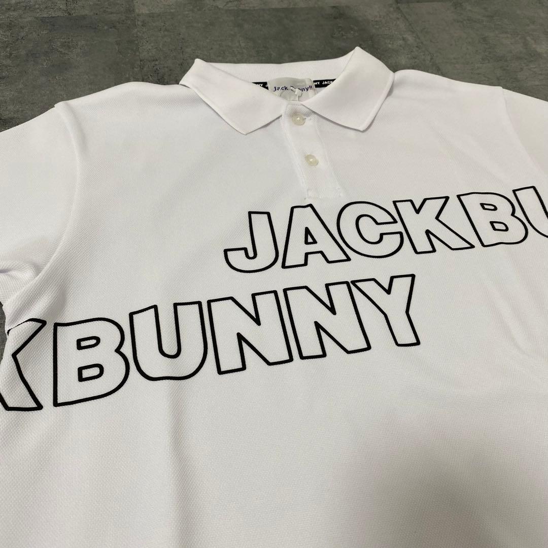 【新品】ジャックバニー 半袖ポロシャツ　英字　ホワイト　Lサイズ（5）