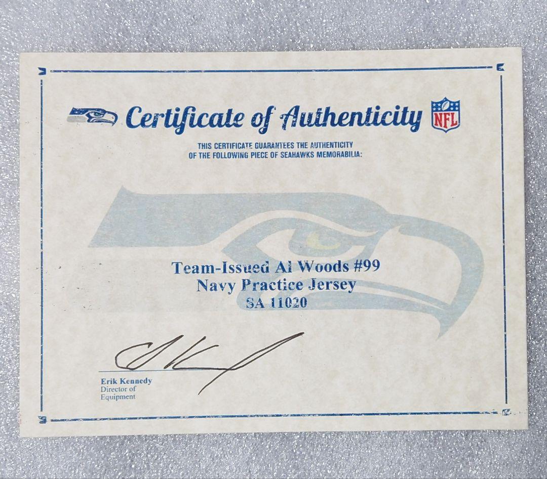 支給品 NFL シーホークス アル・ウッズ 練習用ユニフォーム【56】保証書付き