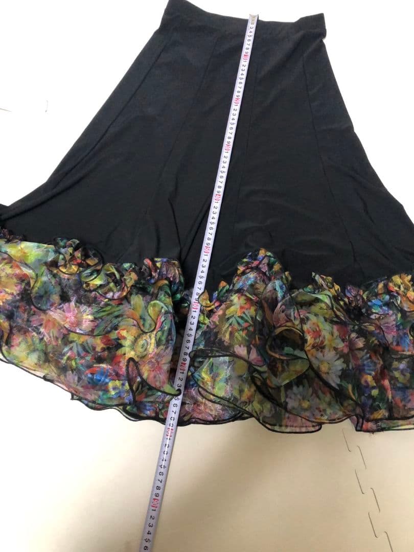社交ダンス練習着パーティー新品タグ付き花柄裾ボリュームオーガンジースカート