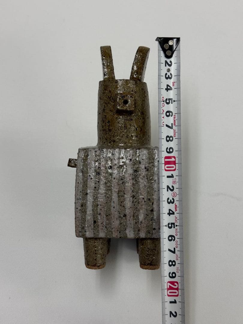 【未使用】陶器　花器　筆立て　アルパカ風　石川深雪作