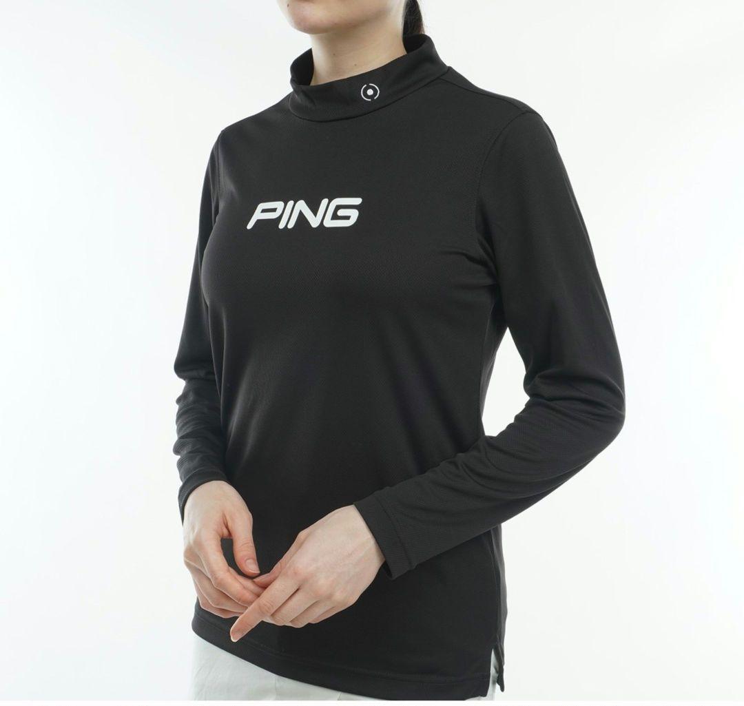 PING レディース モックネック長袖シャツ ブラック【LL】新品 黒 ピン