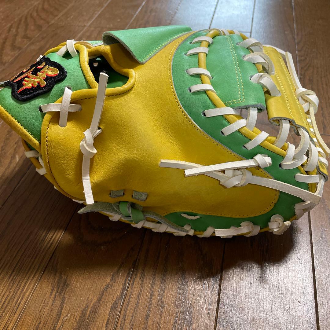 玉澤　軟式野球用キャッチャーミット　黄緑と黄色　右きき用