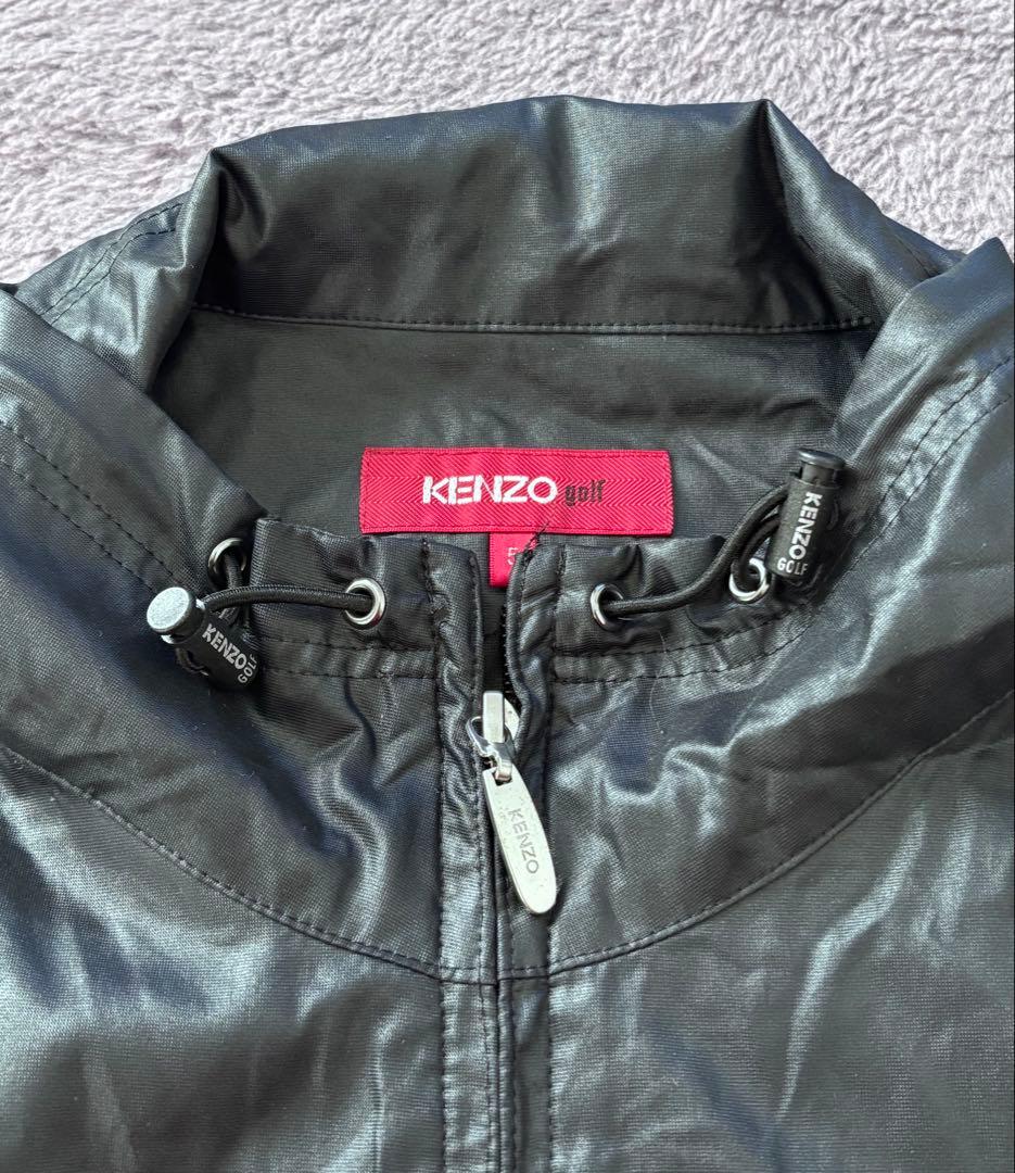 【美品】KENZO ゴルフ 切替フリースベスト 黒×赤 XL相当　ゴルフウェア