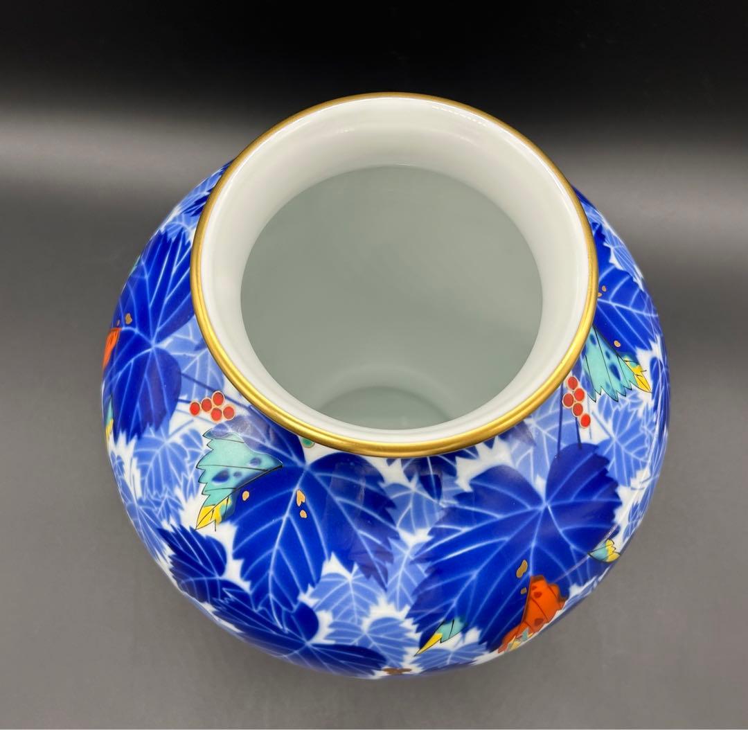 陶器　有田焼　香蘭社　花器　花瓶　「蔦」 金彩