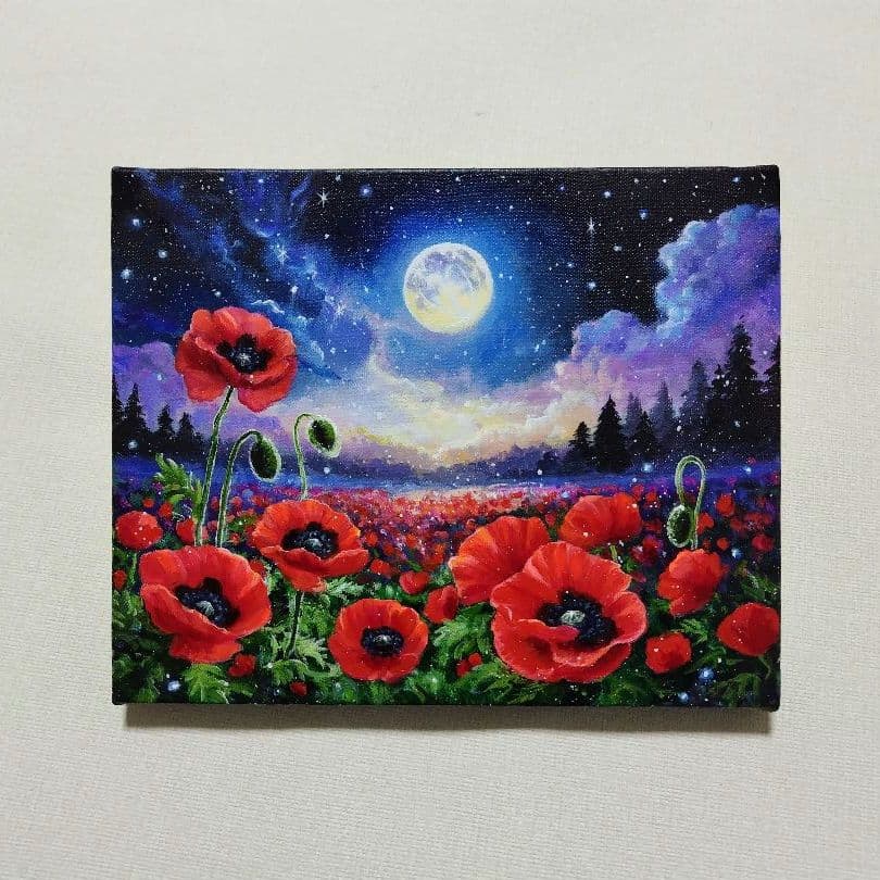 な*み様 【ポピー】アクリル画 F3 風景画 絵画